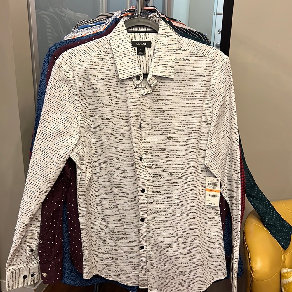 Men’s Small Alfani Button up white and black